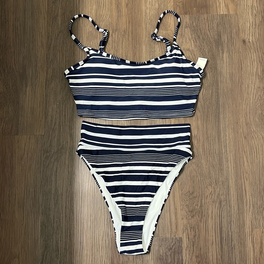 AERIE Blue & White Stripe Bikini Set NWT